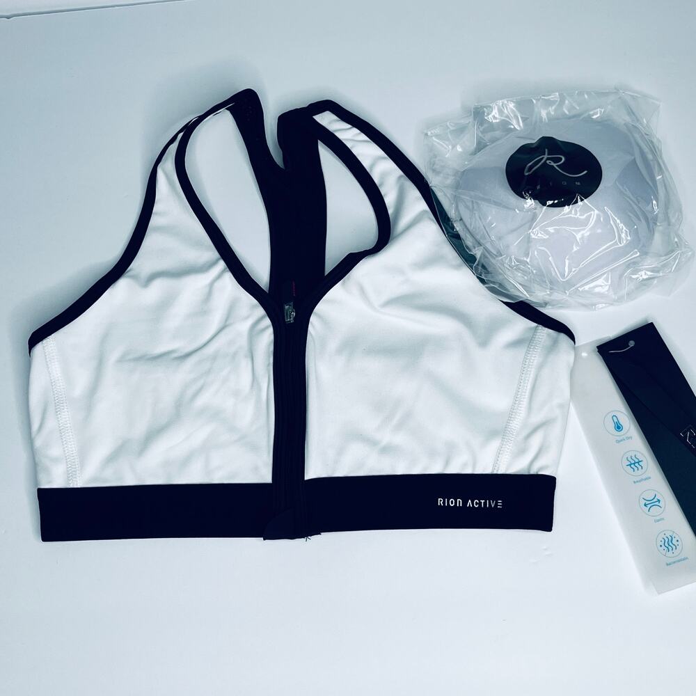 Rion Zip Front Racerback Sports Bra New S